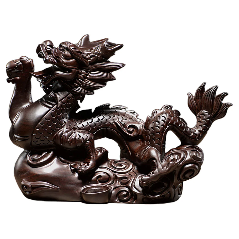 

Wooden Dragon Statue Chinese Decor Tabletop Ornament Meticulous Craftsmanship Home Office Gift Dragon Statue