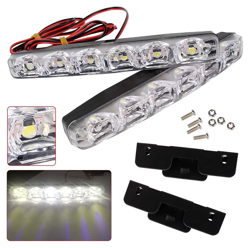 2 sztuk/partia samochodowe światła do jazdy dziennej 6 diod LED lampa samochodowa automatyczne światło przeciwmgielne Super jasne wodoodporne DC 12V