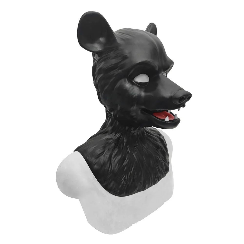 Furrjoi Silicone Bear Hood for Cosplay Costumes Halloween Mask Full Head Black Bear Head