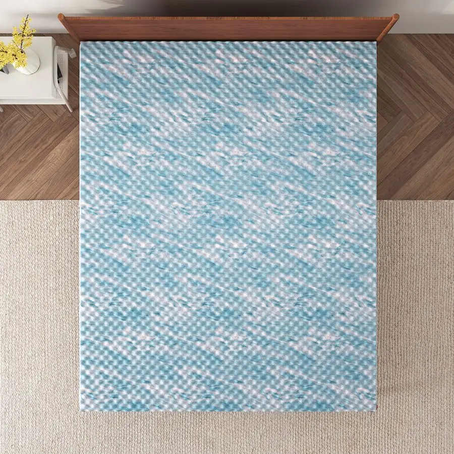 

1.5 Inch Swirl EggShell Cooling Gel Memory Foam Mattress Topper, CertiPURUS Certified, TwinXL, Blue