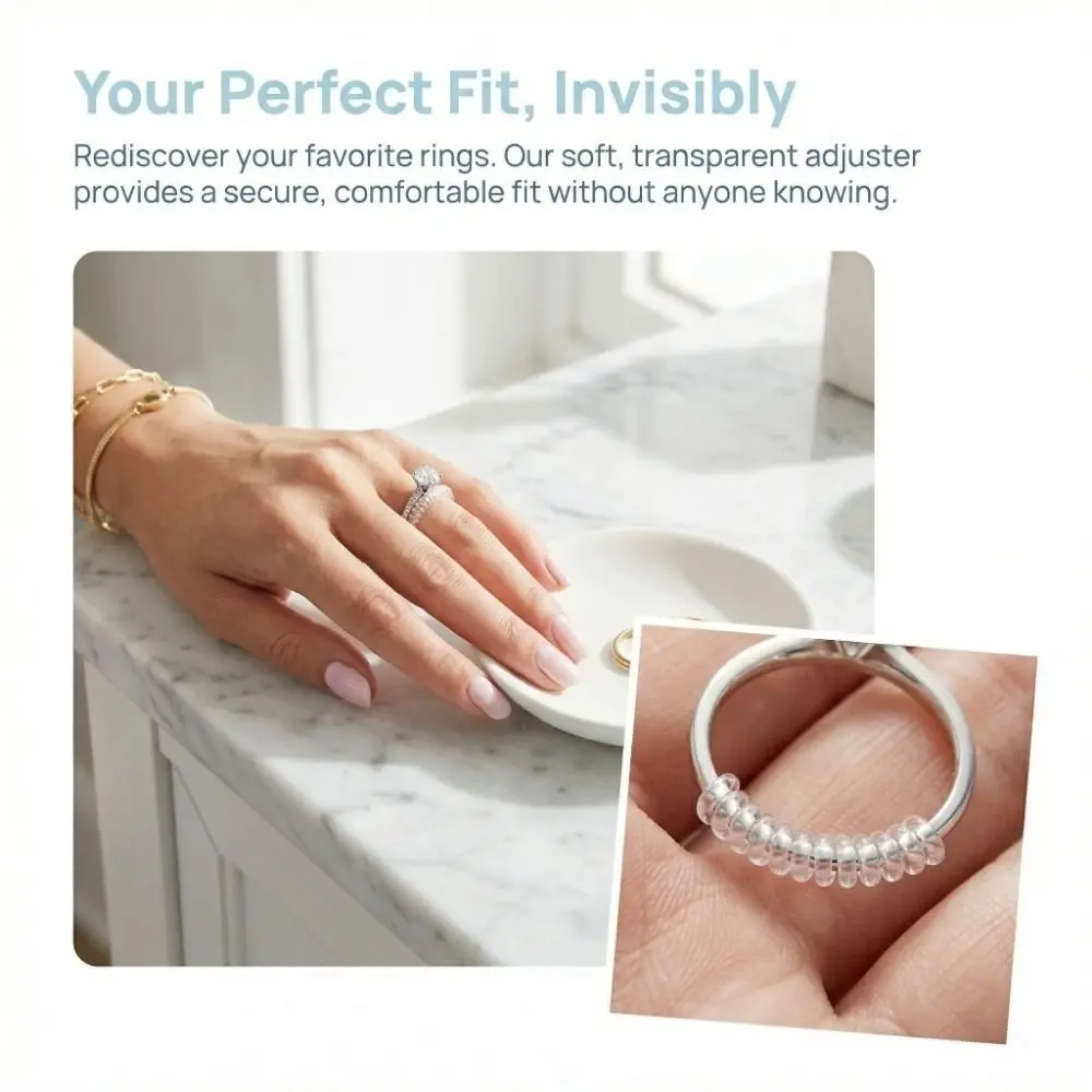15/26Pcs Invisible Design Ring Size Adjusters Transparent 8 Sizes Ring Guards for Loose Rings No Resizing Needed Clip Design