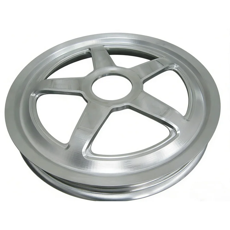 CNC Machined Aluminum 5-Spoke Pulley Wheel Custom CNC Turning and Milling Aluminum Steel Parts