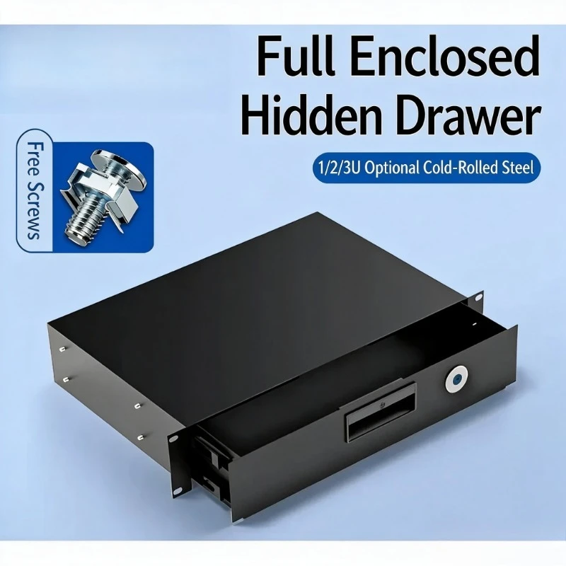 1U 2U 3U Rack Mount Drawer with Lock, 19