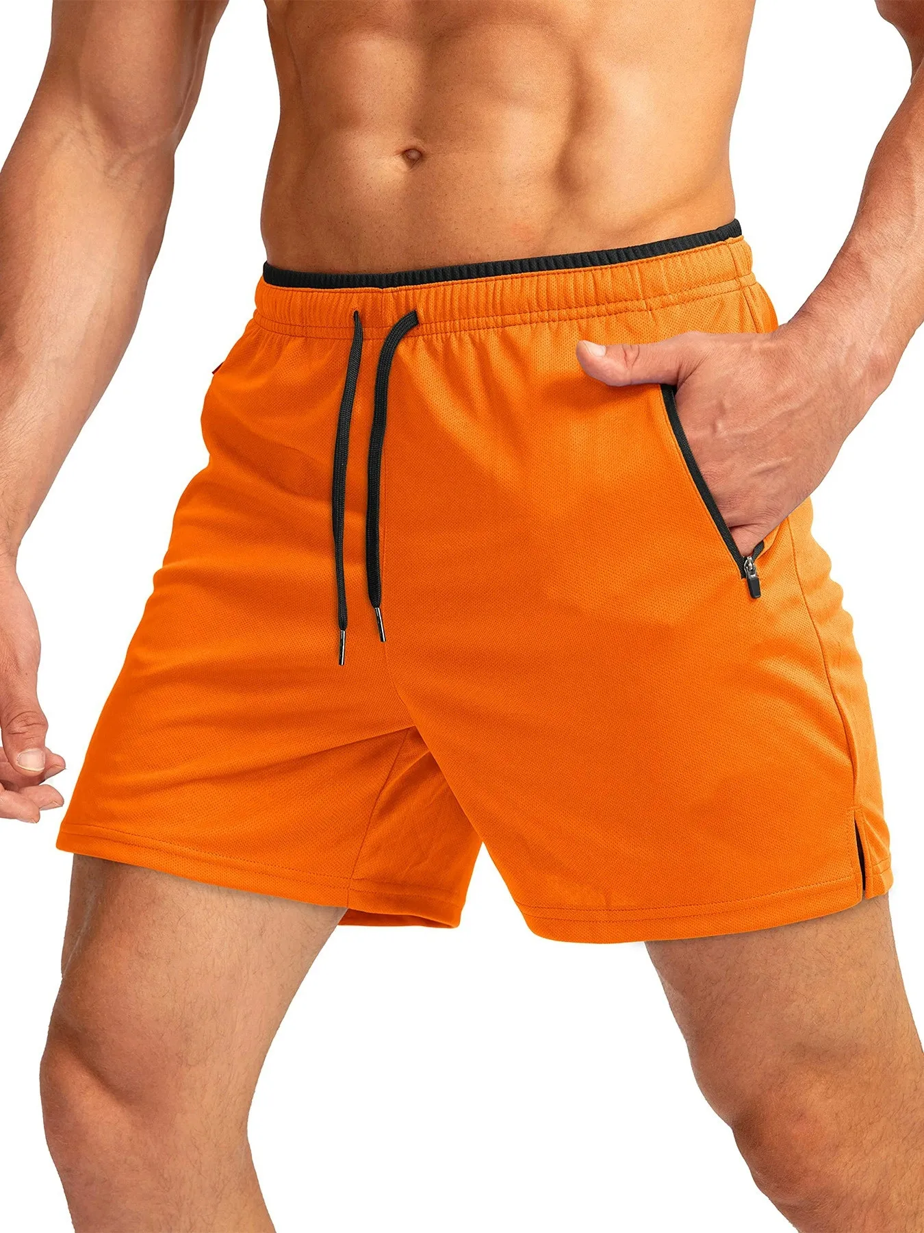 Men's Running Shorts Casual Sports Breathable Mesh Quick Dry Shorts Outdoor Hiking Clothing Fitness Quick Dry Drawstring Shorts