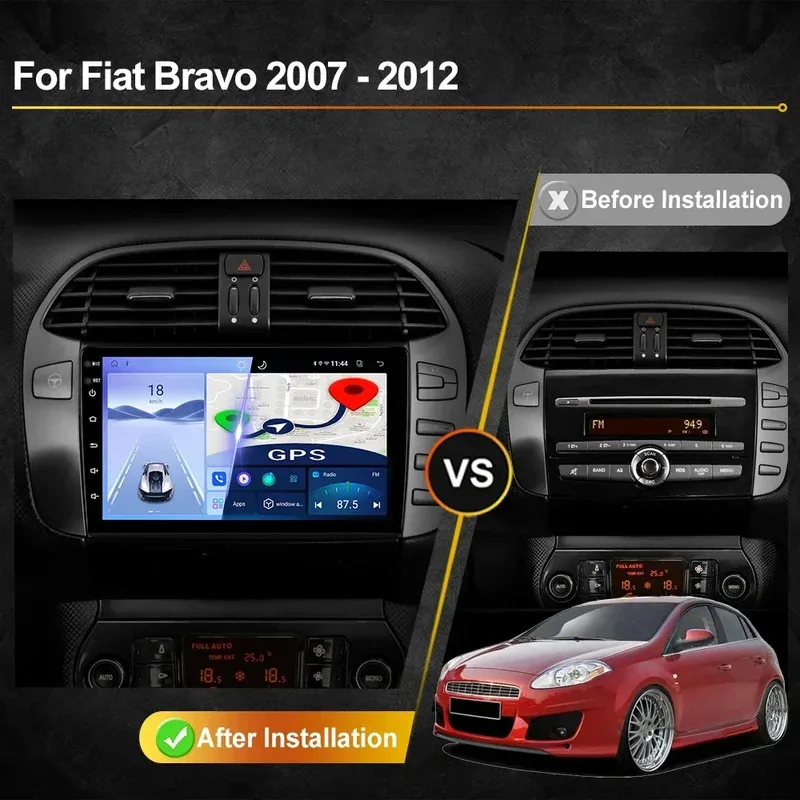 For Fiat Bravo 2007 - 2012 Car Radio Android Automotive Multimedia Video Player GPS Navigation Carplay Touch Screen Auto Stereo