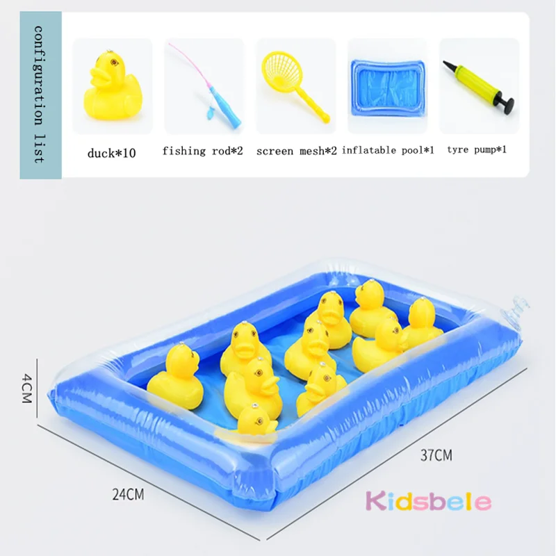 Duck Fishing Game Magnetic Floating Toy Pond Pool With 10 Ducks Set Summer Bathing Toy Inflatable Pond Preschool Montessori Game