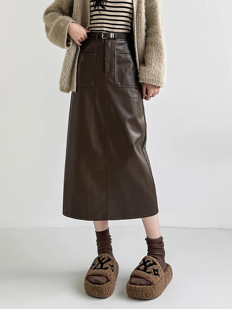 

Юбка женская из искусственной кожи с высокой талией, асимметричная, весна-осень-зима, облегающая, Cleanfit Sle Ciwalk, А-силуэт