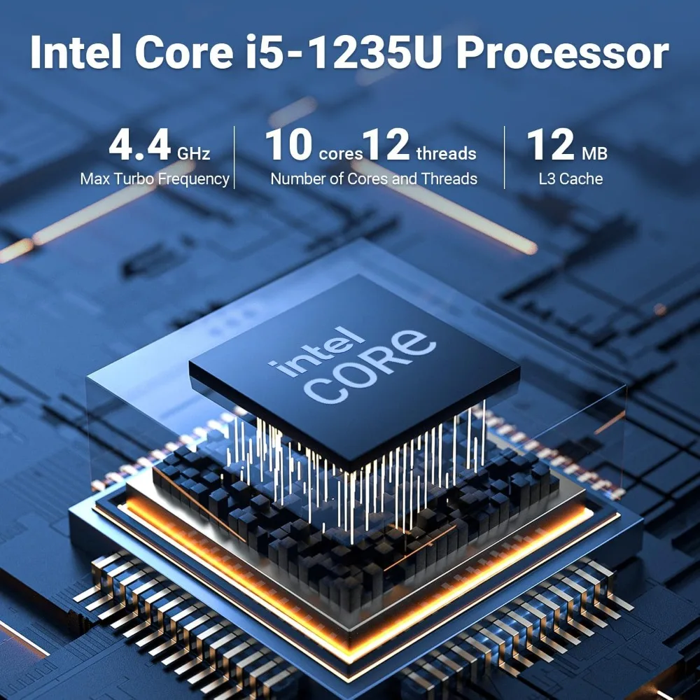 كمبيوتر صغير Intel Core i5-1235U 16GB RAM 500GB SSD Dual 4K Display WiFi 6 Windows 11 Pro #2