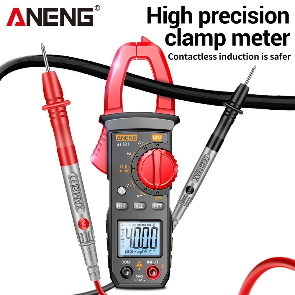 

ANENG ST181 Clamp Meter 4000 Counts DC/AC Voltage Car Amp Hz Capacitance Current Ammeter Tester Digital MultimeterNCV Ohm Test