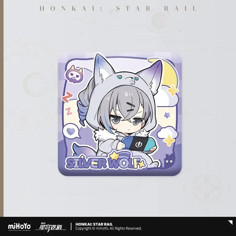 [Genuine] miHoYo Game Honkai Star Rail Q-version Square Badge Robin Silver Wolf Kafka Firefly Anime Accessory Cosplay Xmas Gifts 4