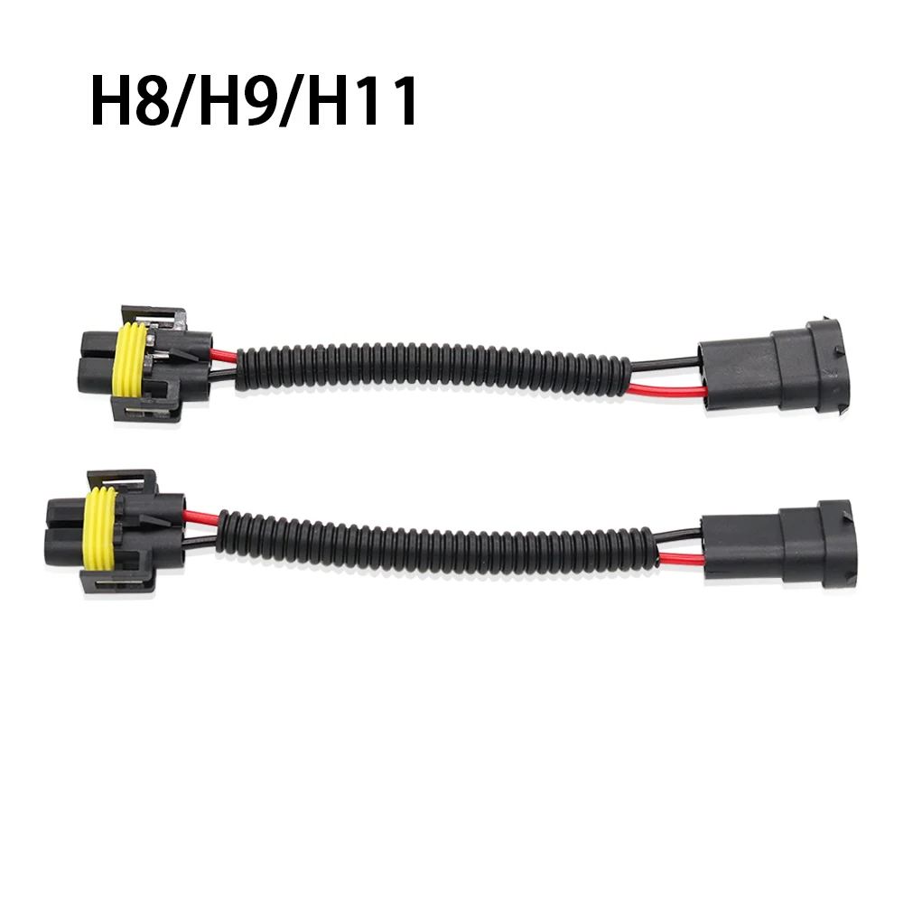 2x 9005/9006 H7 H4 H11 Male to Female Extension Cable Wiring Harness Sockets Adapter Connector For Headlight Fog Lights Retrofit