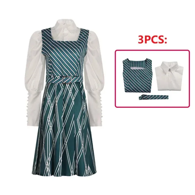 فيلم الشريرة تأثيري الساحرات زي Elphaba Nessarose Breizh Pfannee تأثيري الرجال النساء مخطط زي مدرسي مجموعة فستان يومي