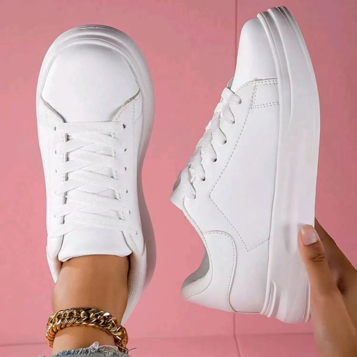 Spring and Autumn Outdoor White Shoes Men's Trendy Men's Height Increasing Couple Sports and Leisure Board Shoes
