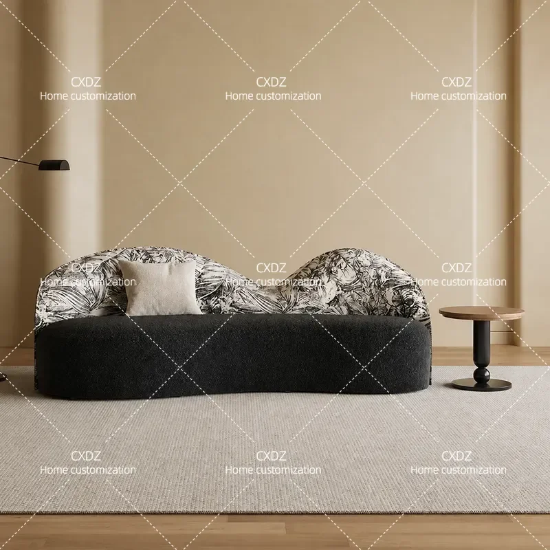 Retro Curved Sofa Modern Simple Light Luxury Living Room Furniture Small Apartment Beauty Salon Rest Area Negotiation