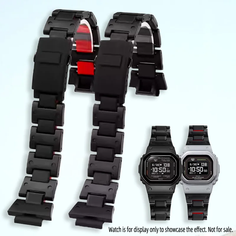 

Ремешок для часов Casio Smart Small Block DW-H5600 из композитного пластика и стали для мужчин ‌ Композитный браслет из смолы и металла, черный цвет