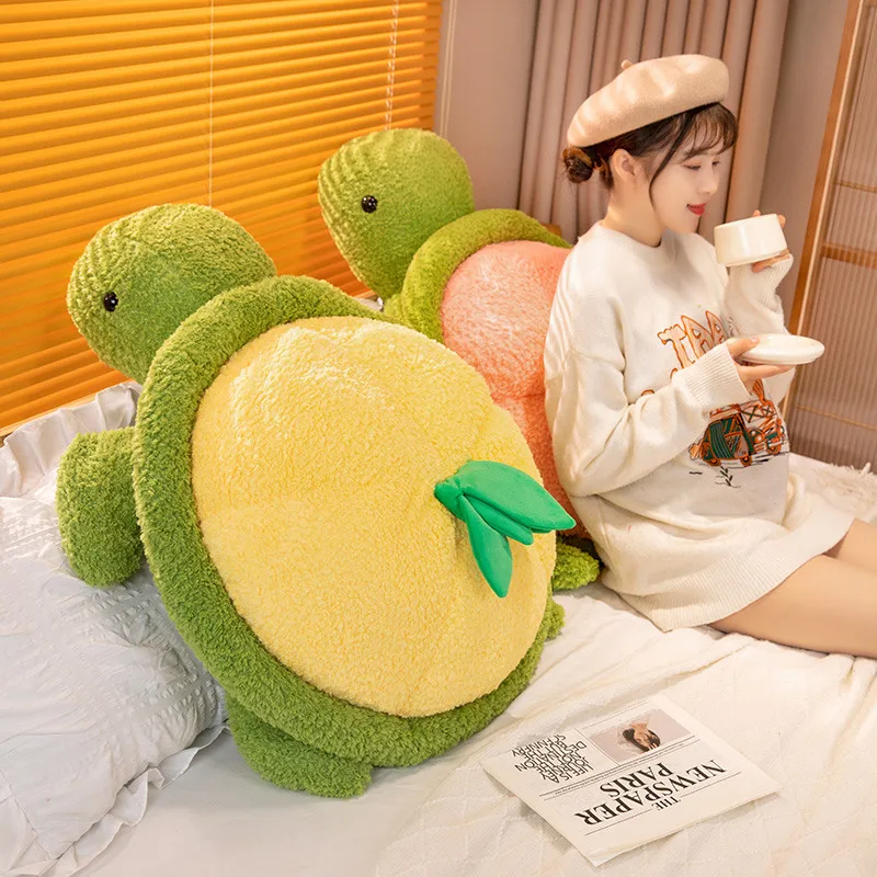 Kawaii Cartoon Fruit Tortoise Plush Toys Creative Stuffed Honey Peach Pineapple Shell Turtle Plushie Throw Pillow for Girls Gift