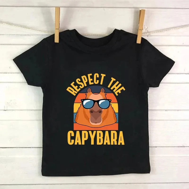 Funny Capybara Love T Shirt Kids Kawaii Children T-Shirt Cartoon Clothes Kid Girl Boy Cute Capybaras Tshirt Baby Casual Top Tee