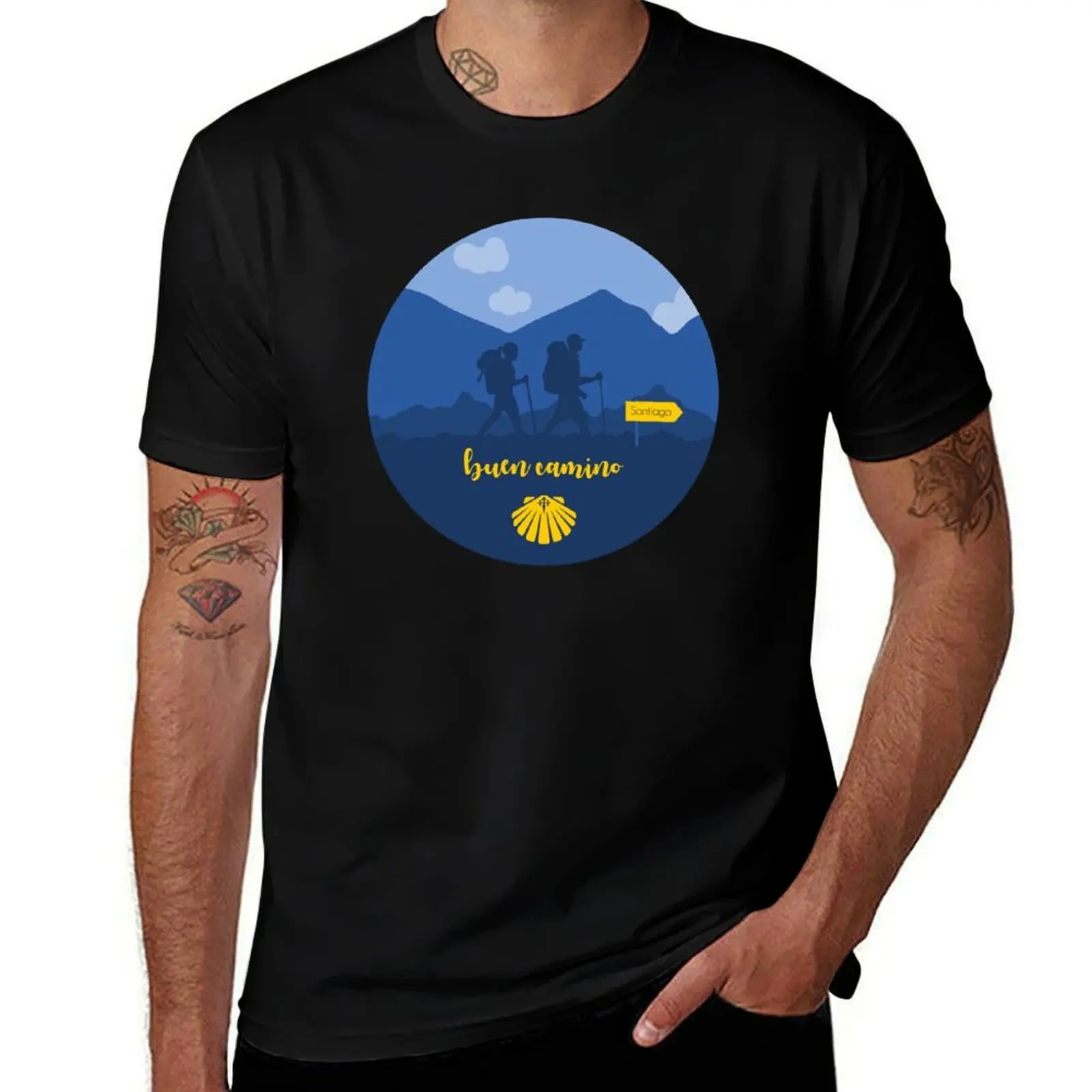 Buen Camino Santiago de Compostela T-Shirt Casual Breathable Short Sleeve Top T-Shirt