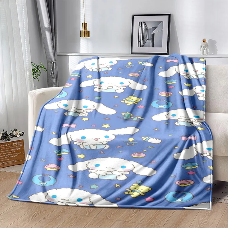 Kawaii Sanrio Cinnamoroll Cartoon Dog Girl Soft Flannel Blankets,Throw Blanket Comfortable Blanket for Beds Sofa Home Bedroom 3D