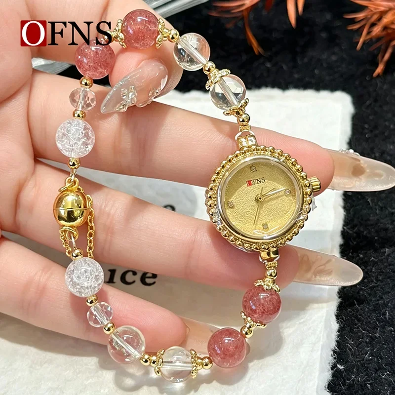 OFNS new quartz watch, small and fashionable student engraved simple women's watch, foreign trade versatile crystal watch