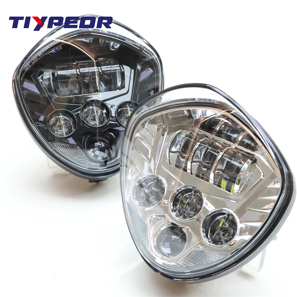 TIYPEOR Motorcycle LED Headlight Assembly High/Low Beam H4 Headlamp Projector For Victory Harley Honda Yamaha Kawasaki Suzuki