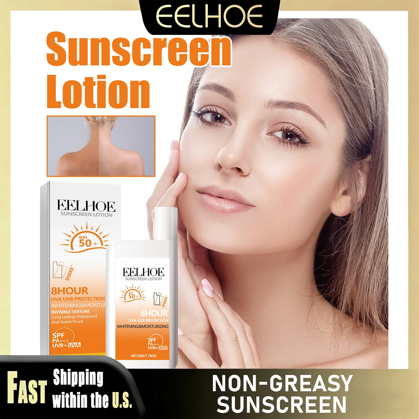 

Солнцезащитный крем EELHOE для лица и тела, водостойкий, SPF 50+, защита от УФ-лучей, увлажняющий крем для лица, контроль жирности, уход за кожей