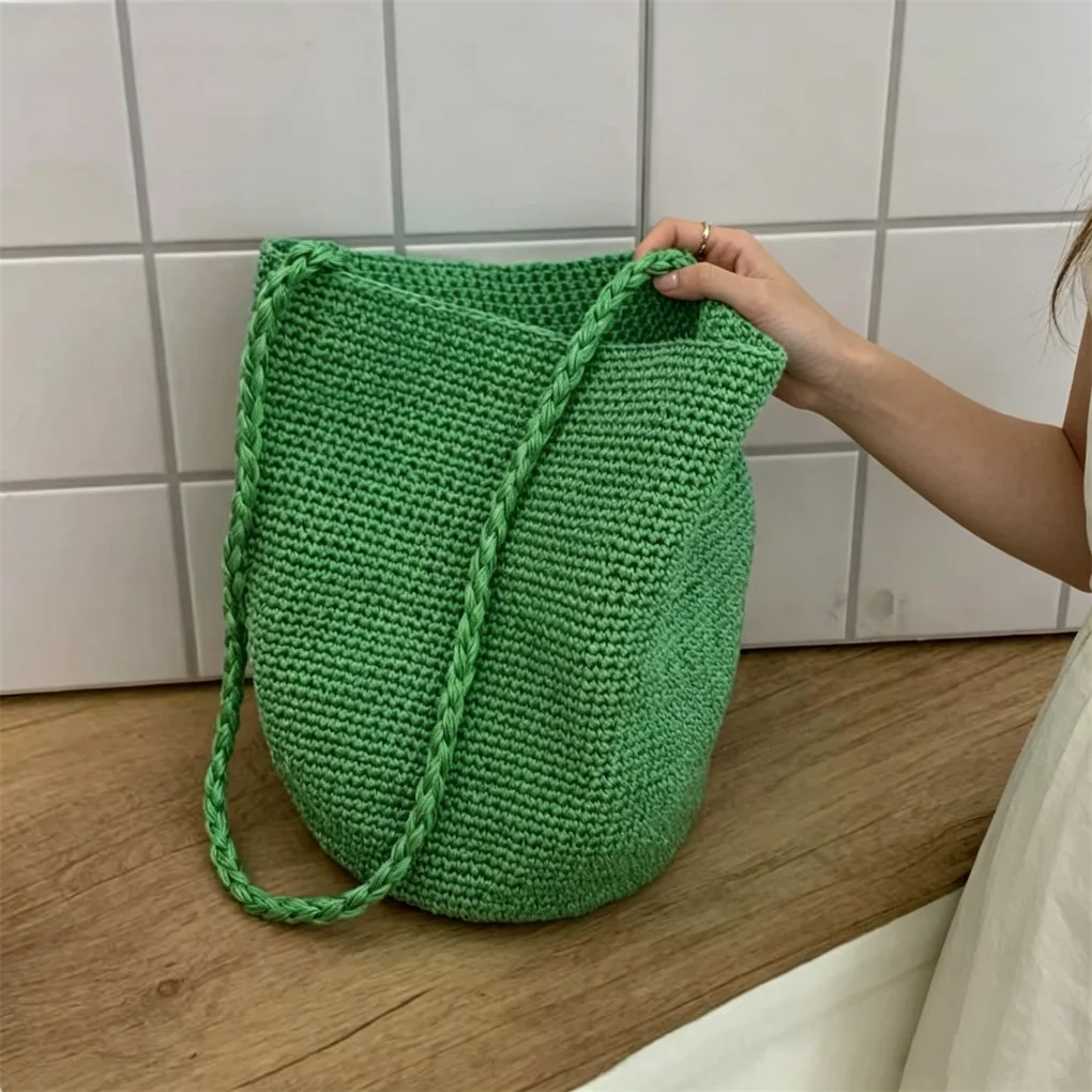 

Handwoven Casual Bucket Bag Shoulder Handbag Matching All-Day Long Underarm Bag Korean Style Ins Trendy Handcrafted Tote