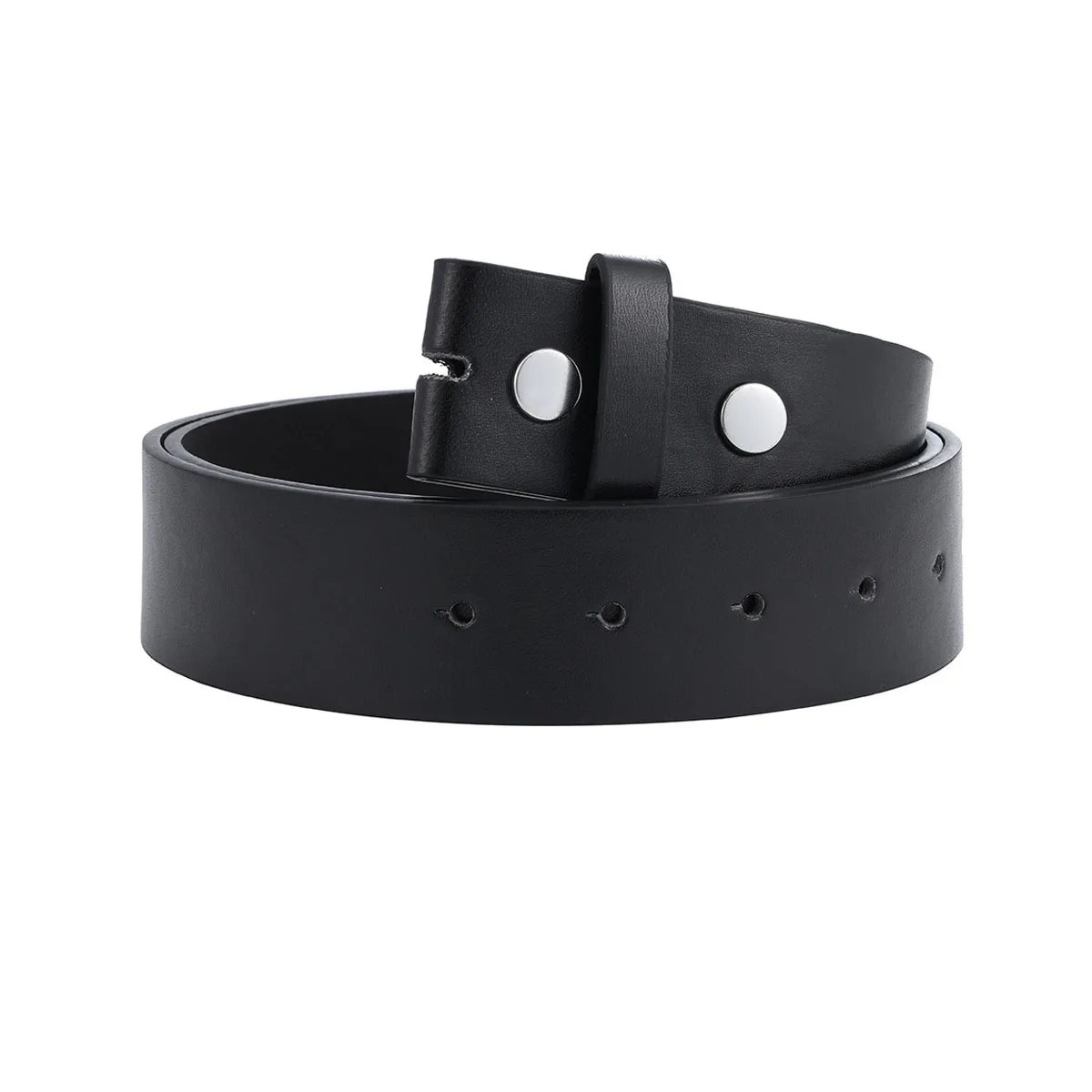 Retro Black Brown PU Leather Men Belt Strap Without Buckle, Snap Fastener Blank Belt Band Classic Casual Waist Belt Accessory