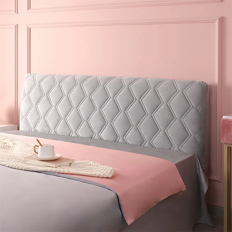 Thicken Quilted Bed Head Cover All-inclusive Plush Headboard Cover Girl Bedroom Solid Color Bed Back Protector Covers Home Decor