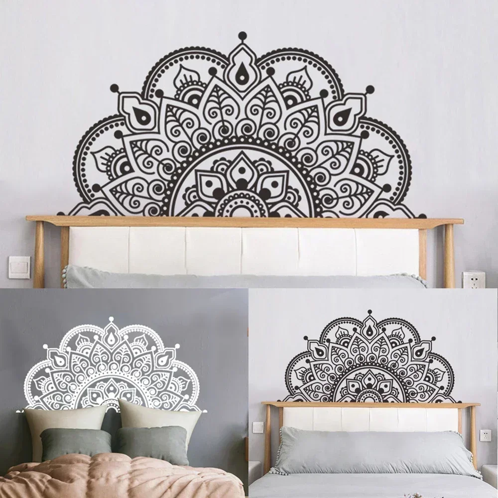 28*57cm naklejka ścienna sztuka czarny/biały DIY naklejka dekoracyjna zagłówek strona główna Mandala wymienny pokój winyl praktyczny