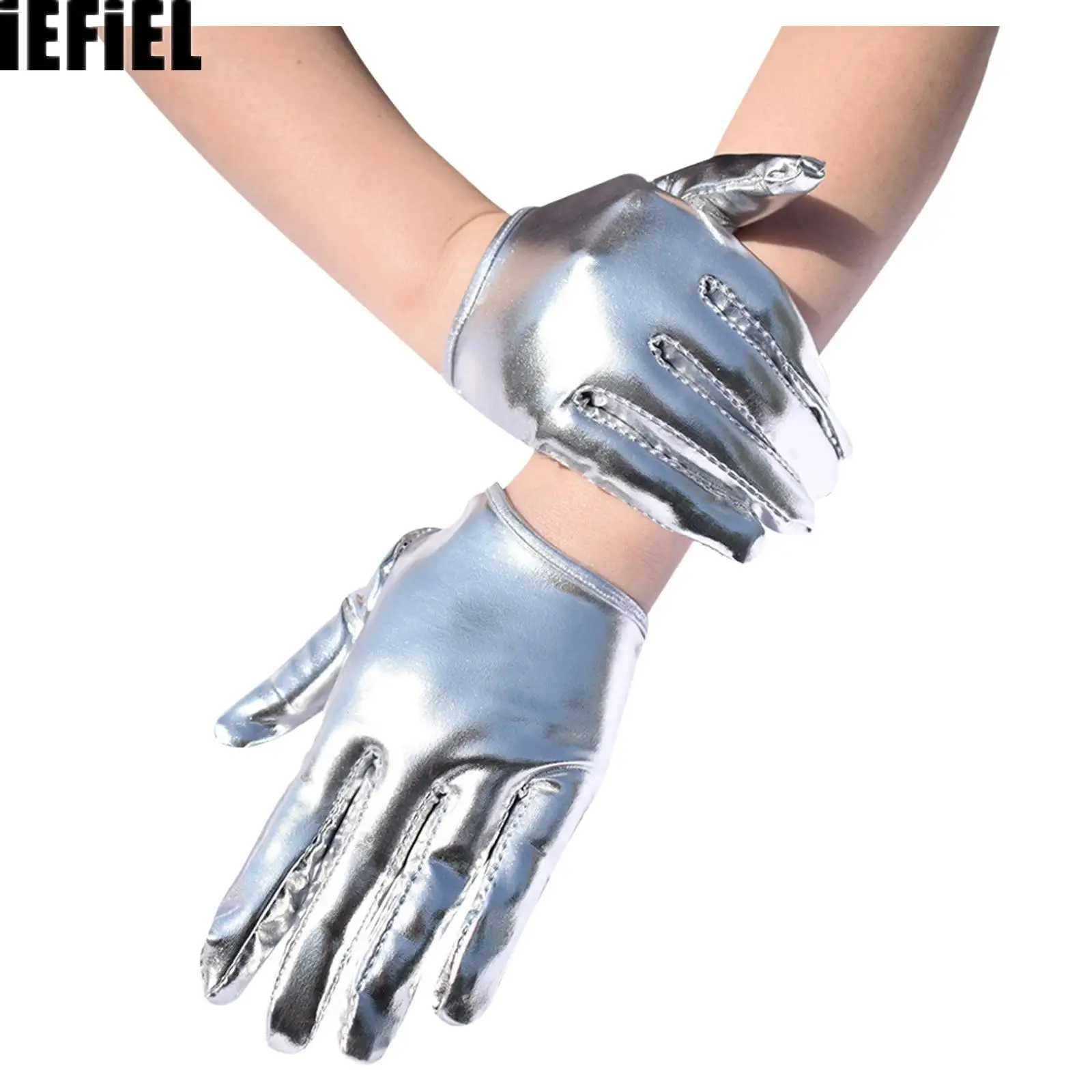 

Womens Punk Patent Leather Gloves for Adults Halloween Cosplay Bar Night Club Dress Up Accessories