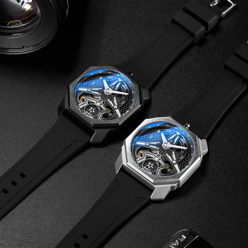 Mens Skeleton Dial Sport Mechanical Watches For Men Luxury Brand Special Designs Watch Waterproof Quartz Wristwatch Montre Homme