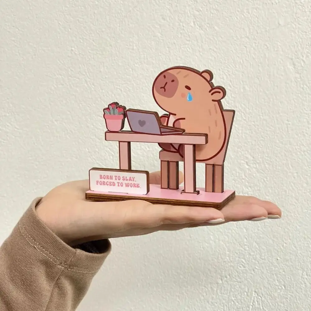 

Capybara Wooden Animal Ornament Handmade Cartoon Tabletop Ornaments Creative Bear Figurine Wooden Capybara Ornament Girlfriend