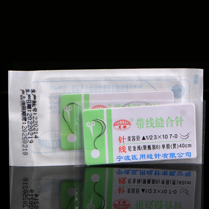 Lingqiao-Aiguille à Suture Chirurgicale avec Fil Médical, Double Légide, Enterré, Spécial, Nylon