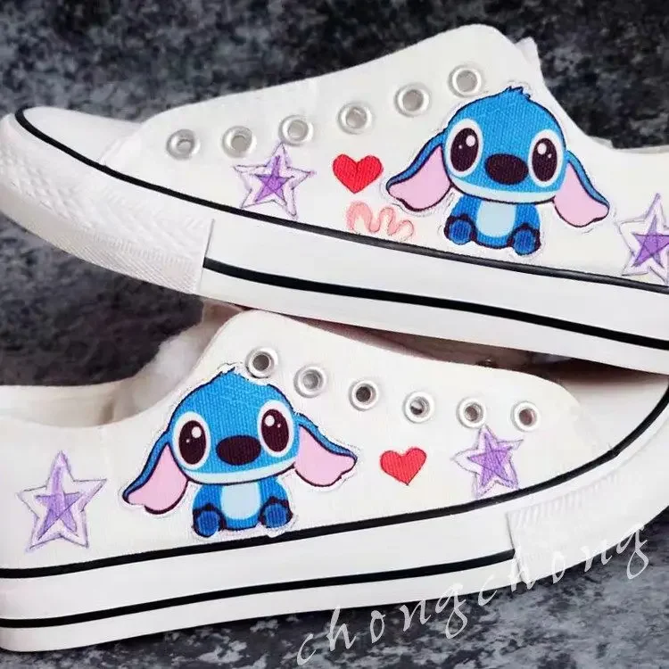 Stitch-zapatos de lona pintados a mano con cordones para parejas, Stitchai, zapatos de Graffiti, hechos a medida, nuevos, hombres y mujeres