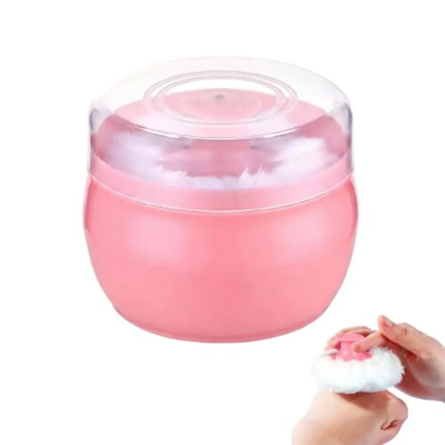 50g Pink Plastic Empty Baby Powder Puff Container After Bath Fluffy Puff Kit Talcum Powder Holder Body Care Cosmetic Bath Powde