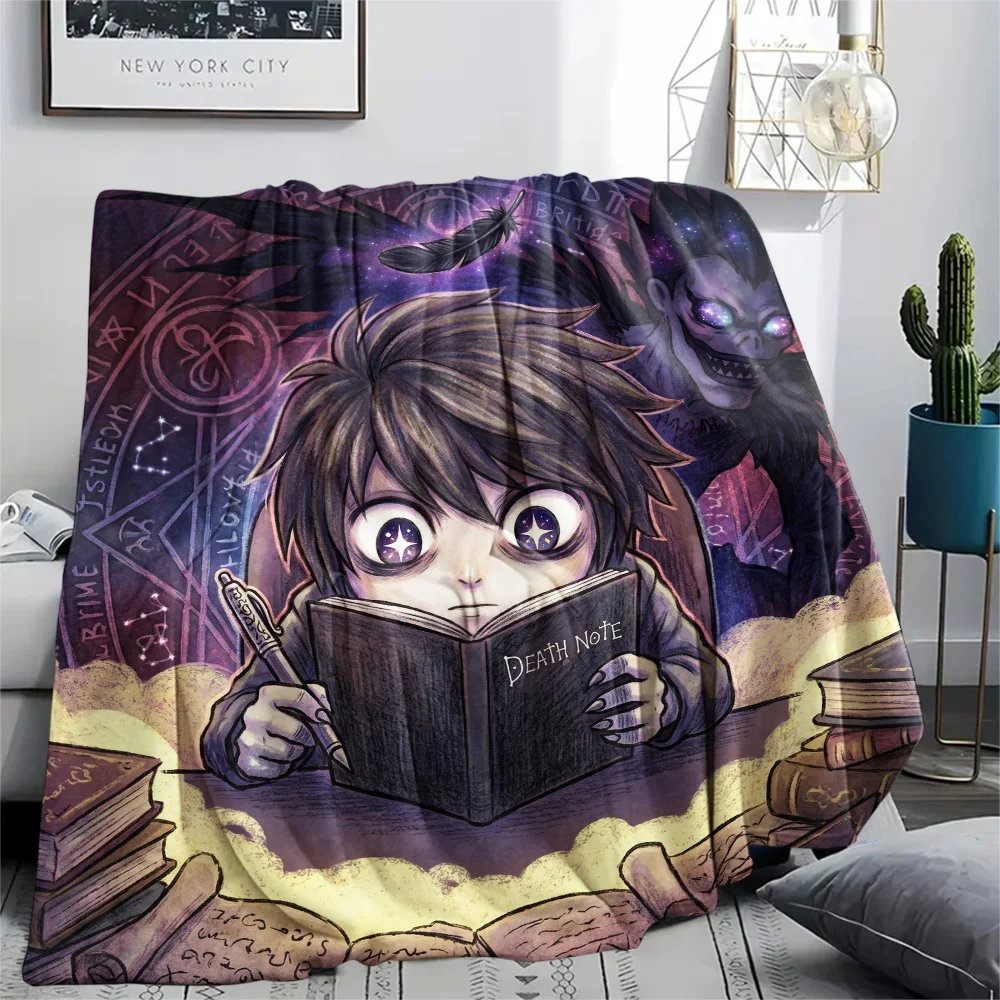 Death Note Cozy Flannel Blanket Warm Print Ideal for Bedroom Bed Sofa Travel Picnic Activity.-TING