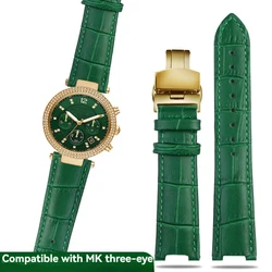 Green Brown Calfskin watch strap for MK three eyed PARKER Series MK2277 2425 2290 2281 2280 MK6985 6984 MK5354 Cowhide Watchband
