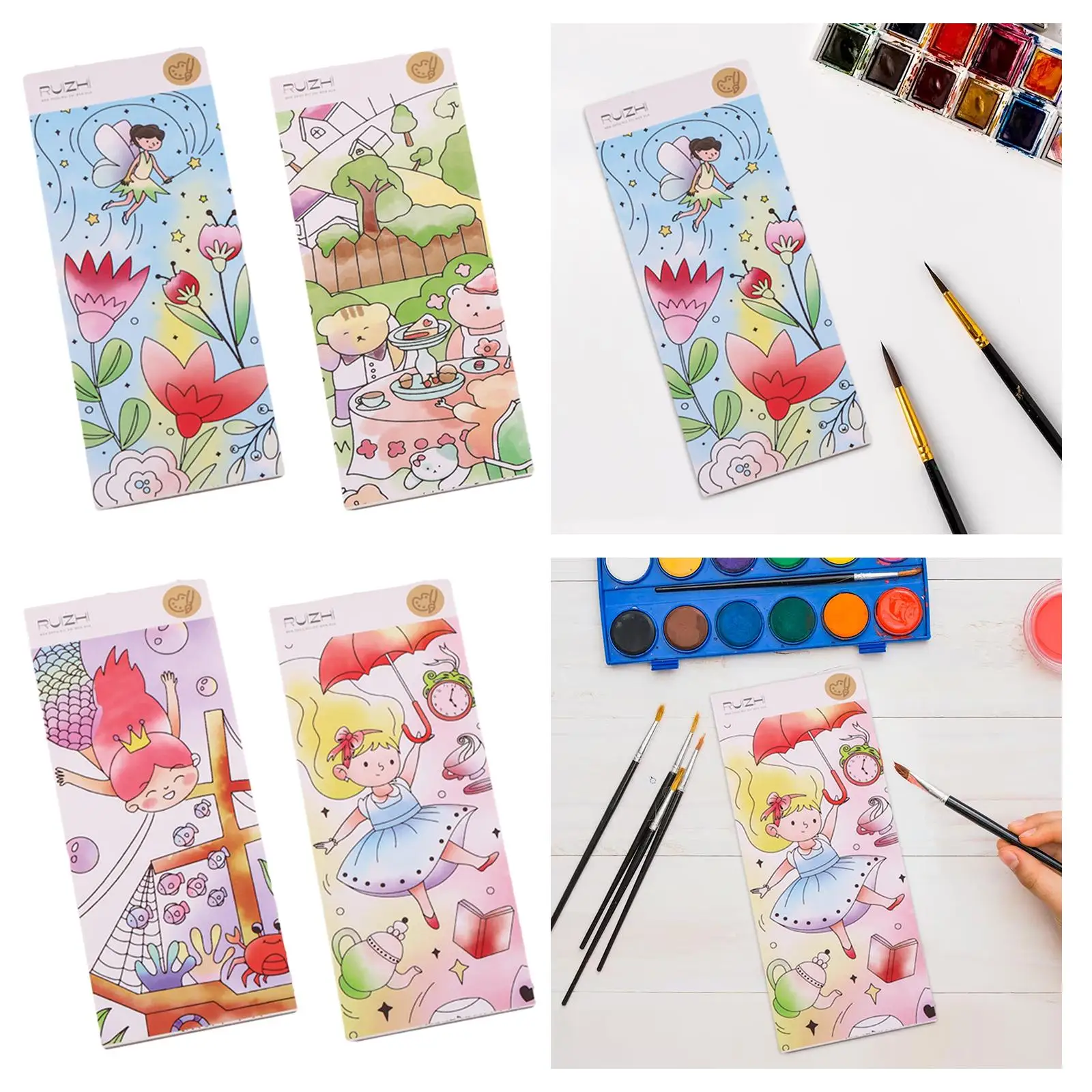Travel Watercolor Painting Book DIY Drawing Arts Toy for Girls Artists Gift