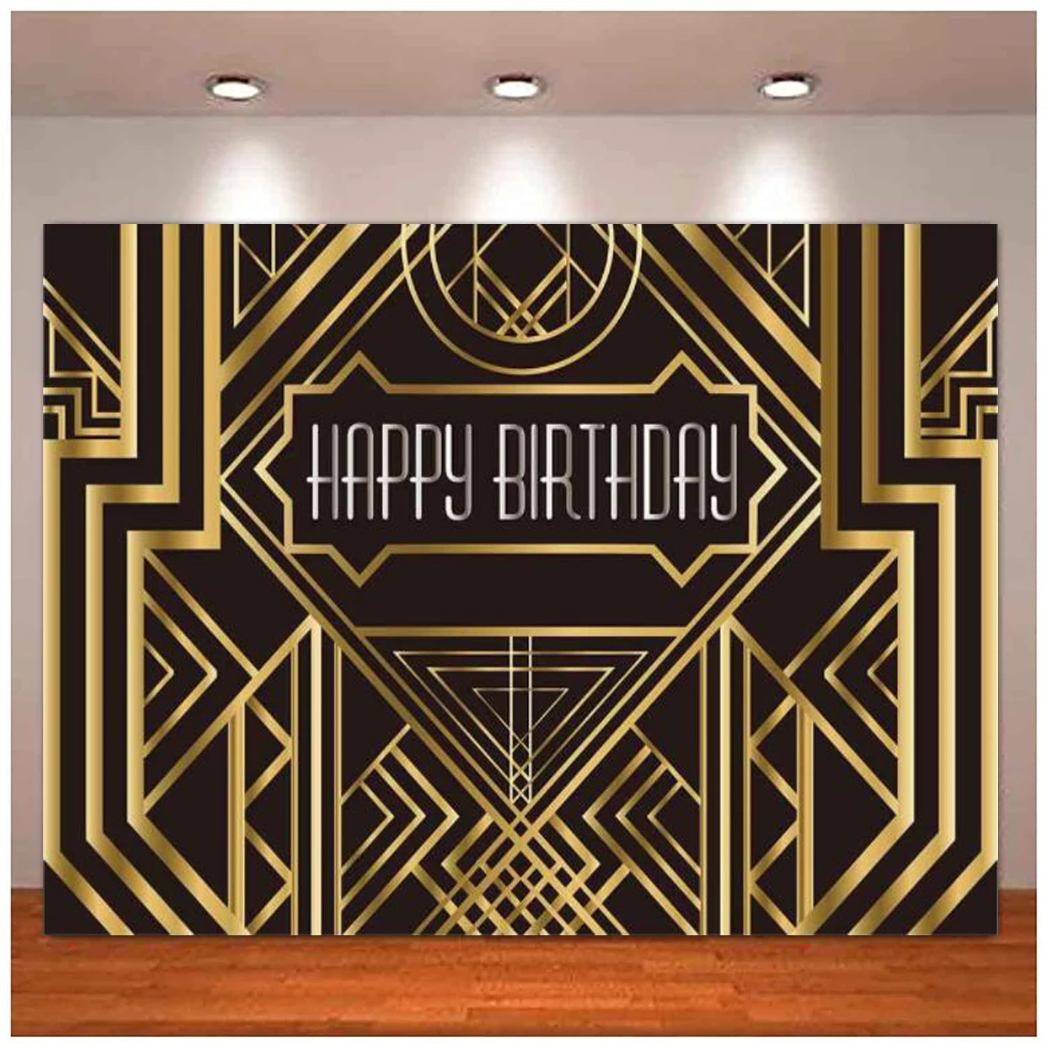 

Gatsby Themed Photography Backdrop For Adults Wedding Party Decor Black and Gold Roaring 20s Art Decor 1920s Happy Birthday