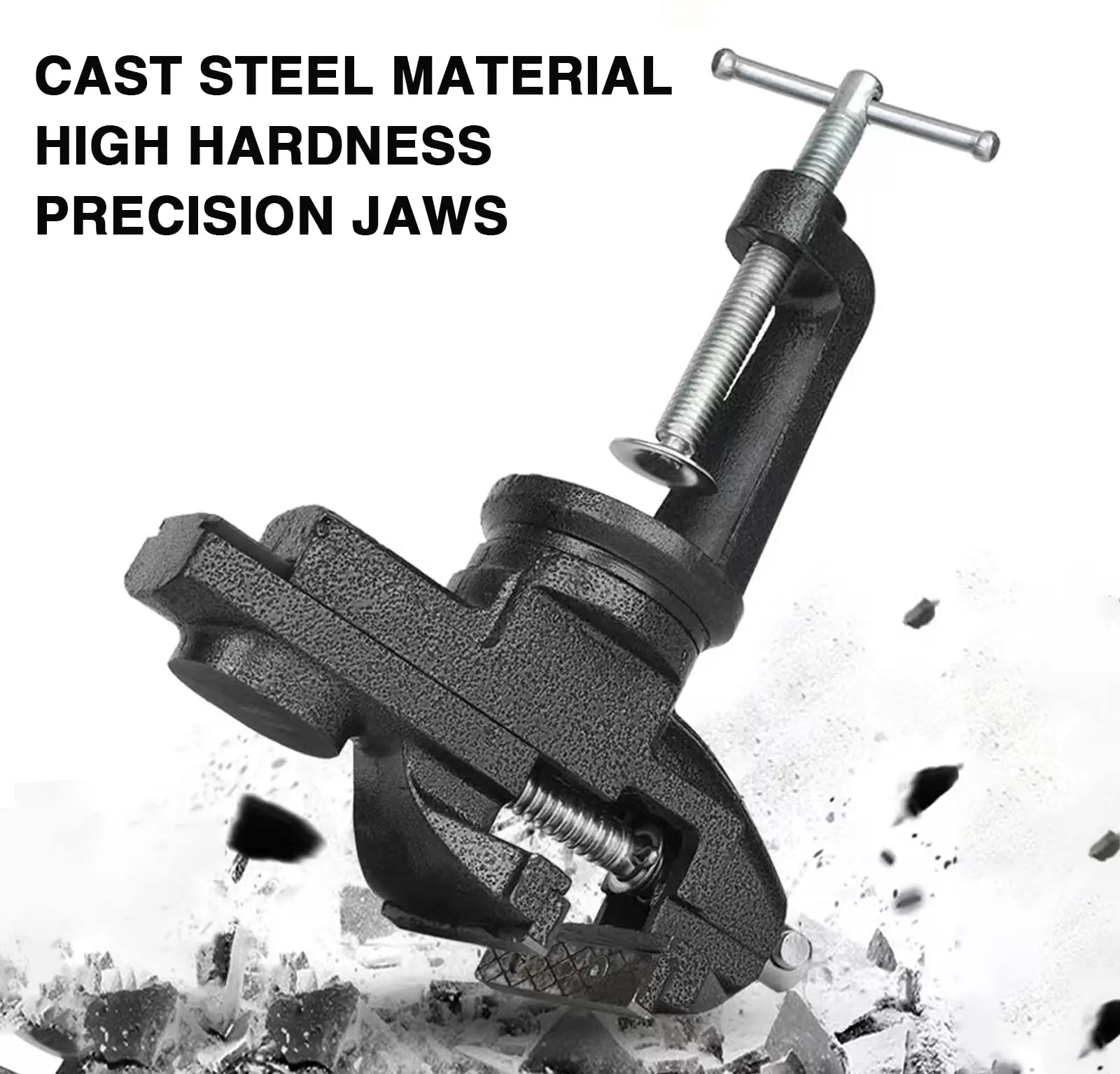 Universal Table Vise Multi-functional Portable 360° Swivel Base Clamp On Vice/Table Vise For Woodworking, Cutting Conduit, Dril