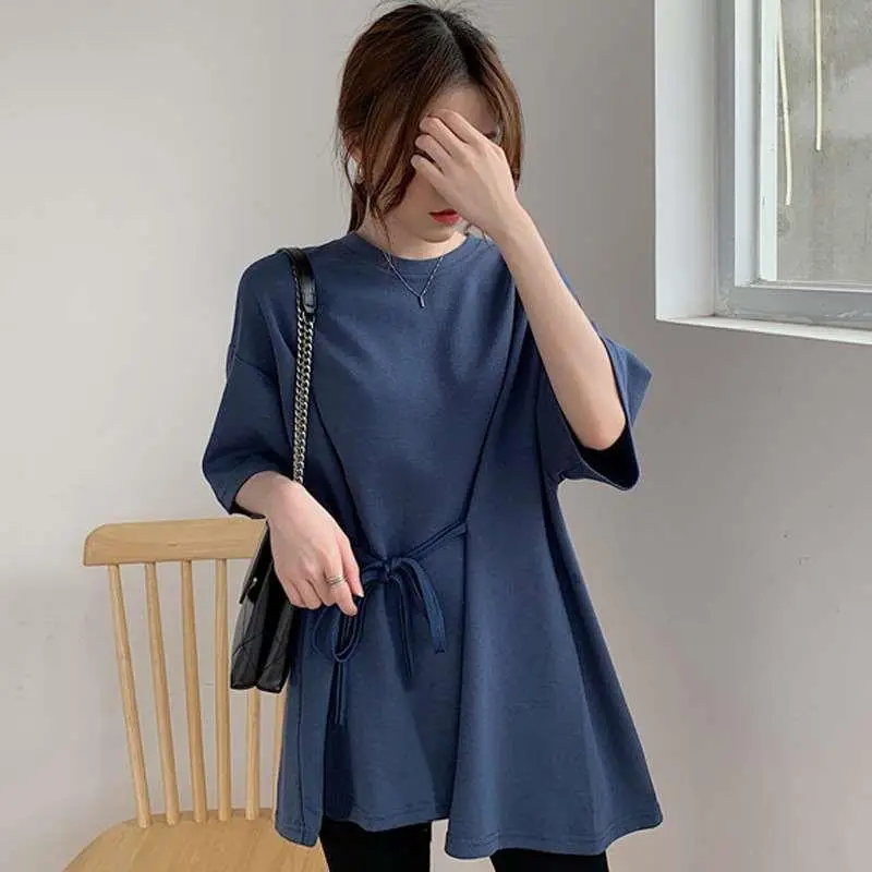 

Женская футболка оверсайз с круглым вырезом и принтом, 100% хлопок, удобная для повседневной носки, весенняя мода