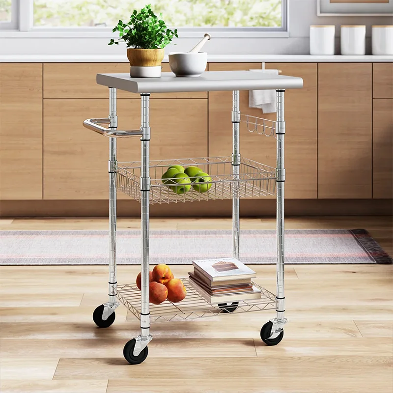 LH multifunctional three-layer lightweight stainless steel kitchen cart free combination rack