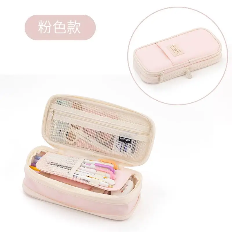 4 Layers Pencil Case Box Portable Large Capacity Pen Bag Pouh Holder with Zipper Pocket School Supplies Stationary