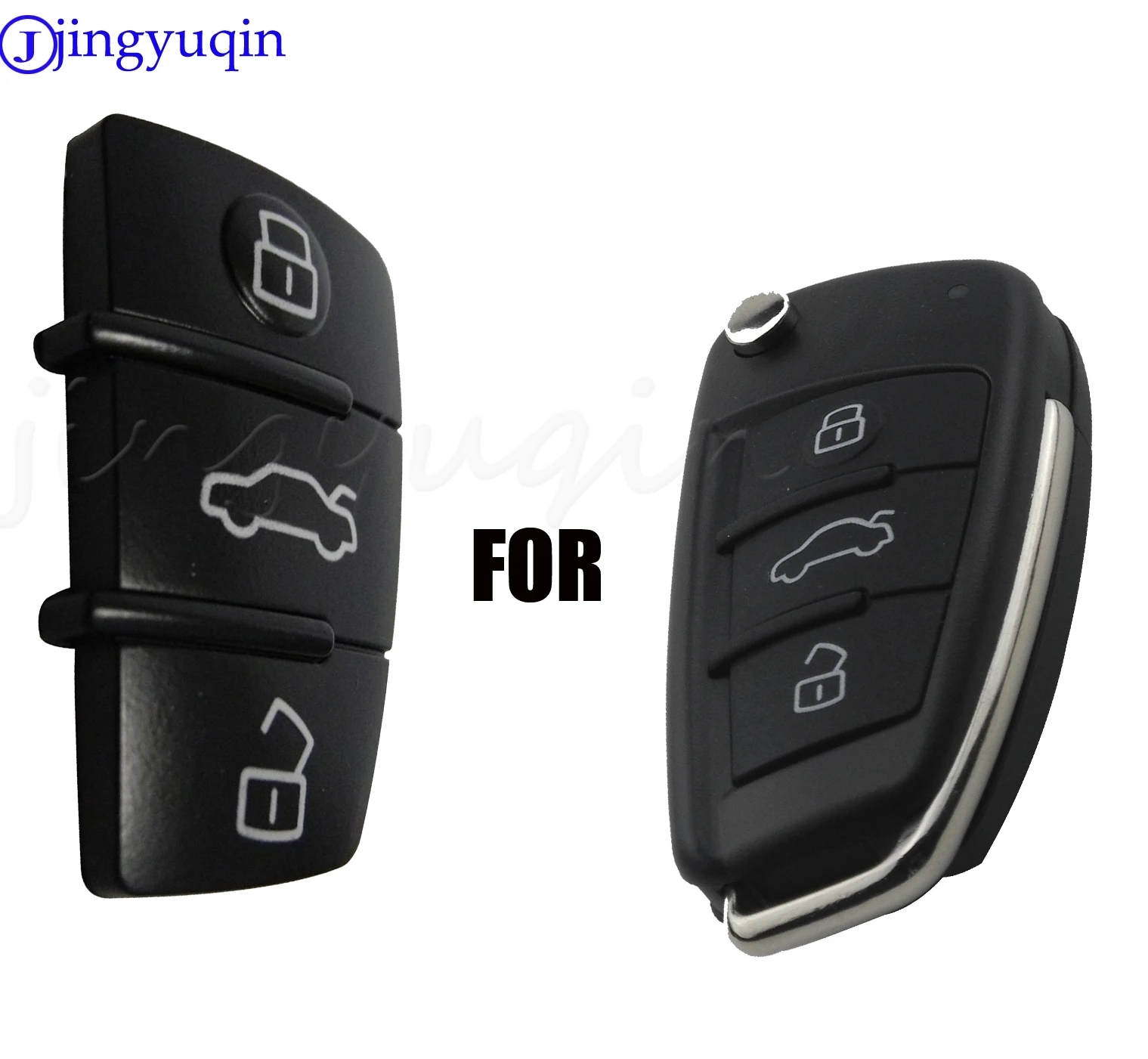 

jingyuqin 10pcs/lot For Audi A3 A4 A5 A6 A8 Q5 Q7 TT S LINE RS Free Shipping 3 Button Replacement Pad Rubber Remote Key Fob