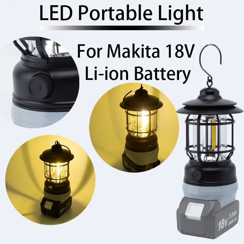 portable led camping light lanterna para makita bateria de ioes de litio 18v luz de trabalho de manutencao lanterna para acampar 01