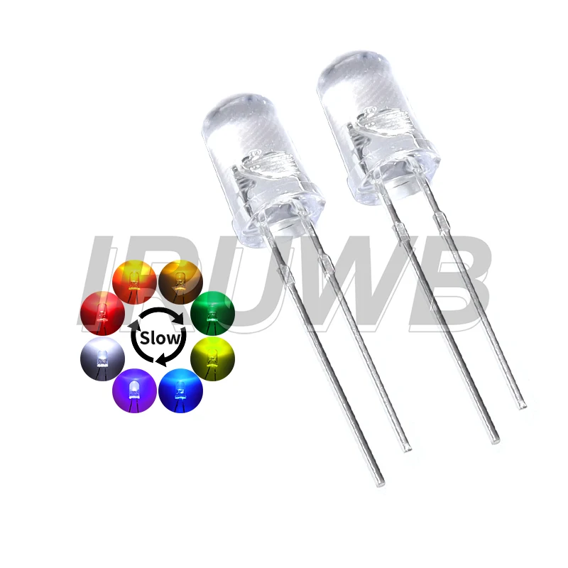 50 Stück 2 Pins klare runde Linse elektronische Komponenten 5 mm mehrfarbige langsam/schnell blinkende LED-Diode blinkende Leuchtdioden