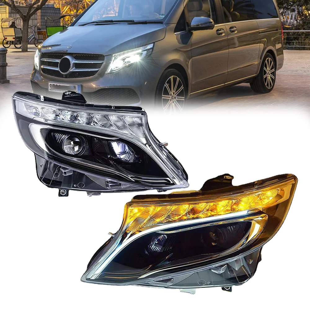 1Pair Car Front Lights For Benz Vito 2016-2022 W447 LED Headlight Assembly Upgrade High Configure Dynamic Lamp Accessories