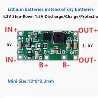 18650 Li-ion battery charger/discharger module 4.2V3.7V drop 3V 1.5V dry battery to lithium battery Convert 2 dry batteries