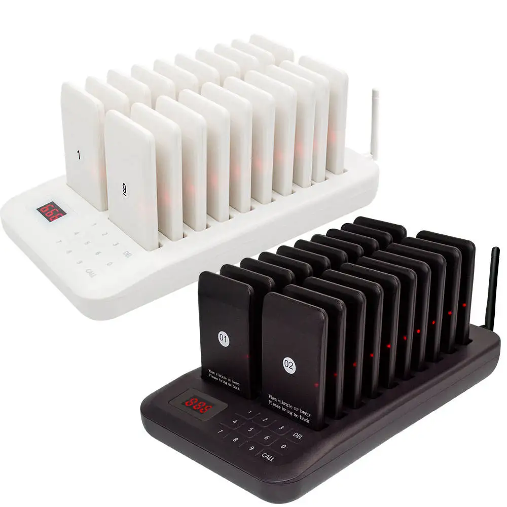 Fast Shipment Wireless Paging System 20 PCs Vibration Pagers Call Bell System for Bar Hotel Guest Queue Coffee Dessert Calling